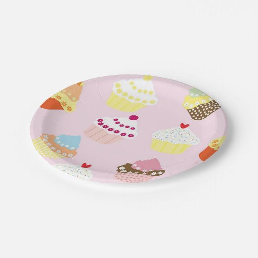Pink Cupcake Birthday Party Papieren Bordje (Gekanteld)