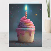 PINK CUPCAKE CANDLE BIG BIRTHDAY KAART (Voorkant)