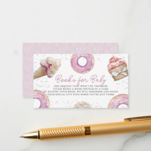 Pink Cupcake & Donut Baby shower Boek Verzoek Informatiekaartje