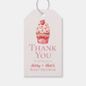 Pink Cupcake Hearts Baby shower Bedankt Cadeaulabel (Voorkant)