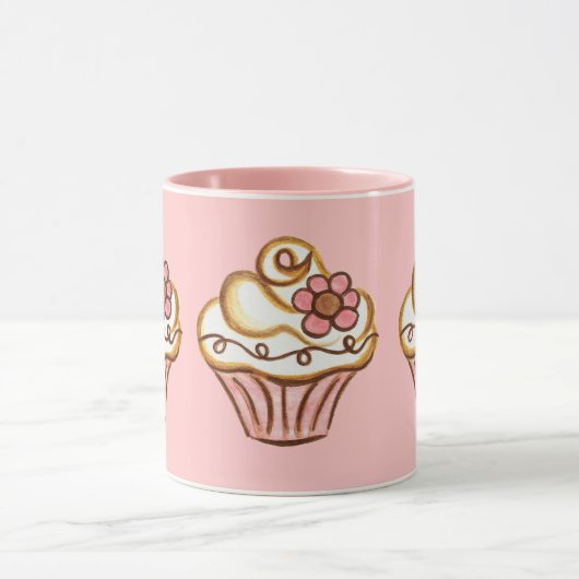 Pink Cupcake Mug Mok (Midden)