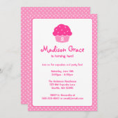 Pink Cupcake Polka Dot Birthday Party Kaart (Voorkant / Achterkant)