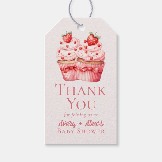 Pink Cupcakes Baby shower Bedankt Cadeaulabel (Voorkant)