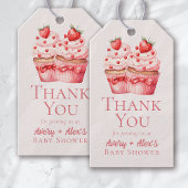 Pink Cupcakes Baby shower Bedankt Cadeaulabel