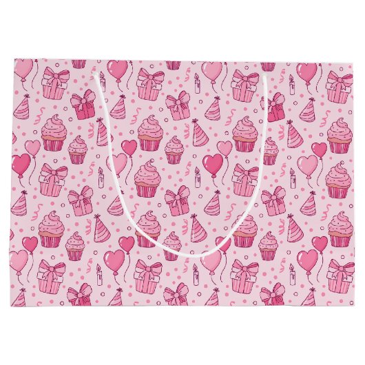 Pink Cupcakes Birthday GIft Bag Groot Cadeauzakje (Achterkant)