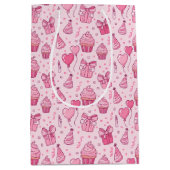 Pink Cupcakes Birthday GIft Bag Medium Cadeauzakje (Voorkant)