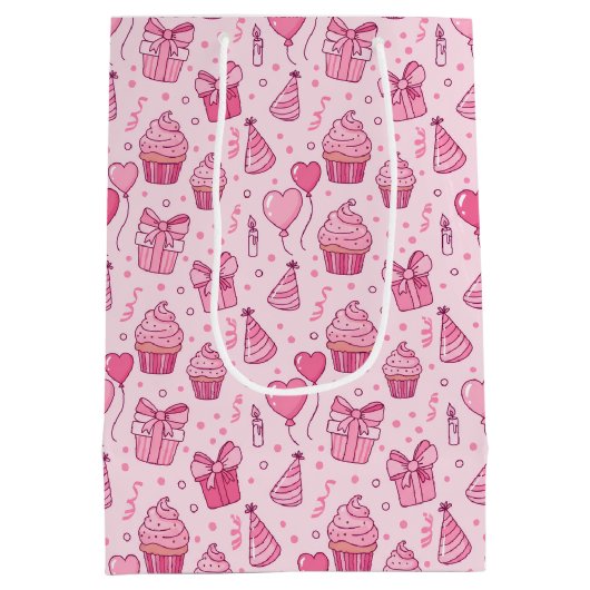 Pink Cupcakes Birthday GIft Bag Medium Cadeauzakje (Achterkant)