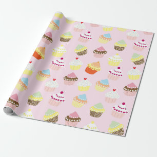 Pink Cupcakes Birthday Party Cadeaupapier