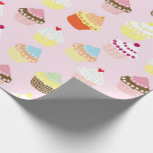 Pink Cupcakes Birthday Party Cadeaupapier (Hoek)