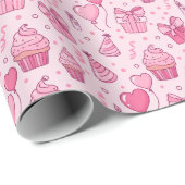 Pink Cupcakes Birthday Wrapping Paper Cadeaupapier (Rol Hoek)