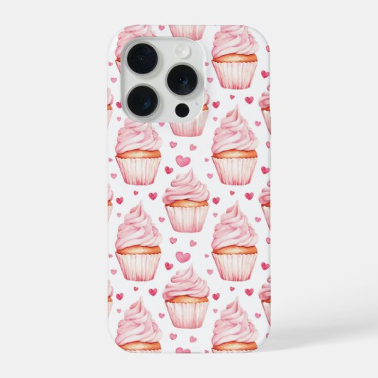 Pink Cupcakes & Hearts iPhone Case Cute Sweet Hoesje (Achterkant)