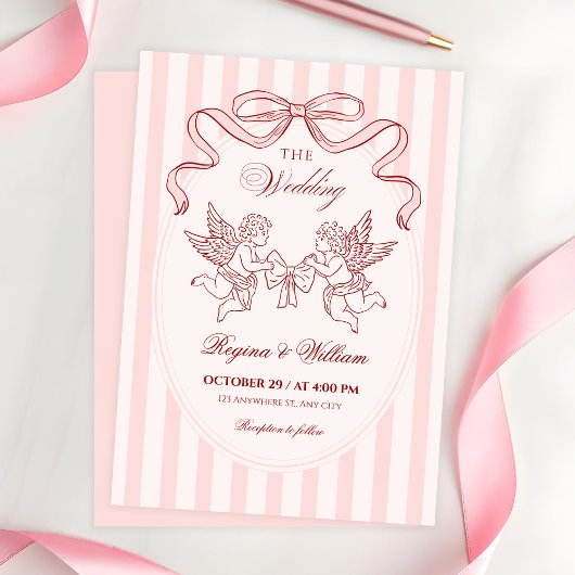 Pink Cupid angel wedding  Kaart