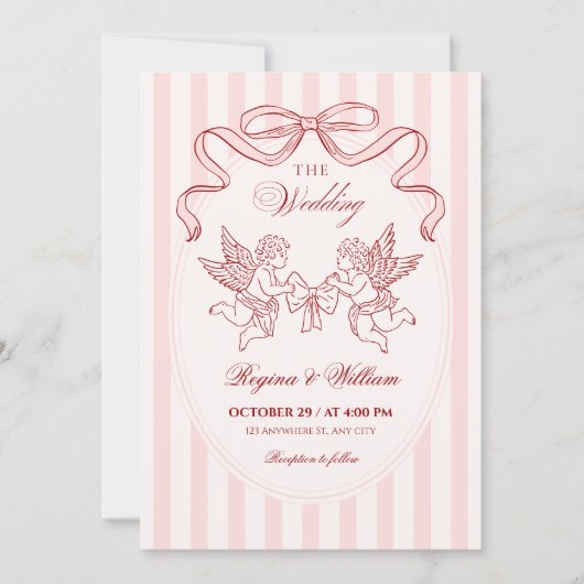 Pink Cupid angel wedding  Kaart (Voorkant)