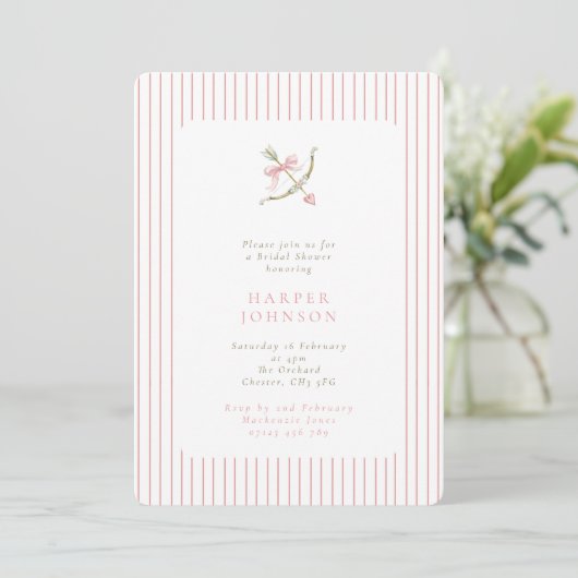 Pink Cupid Arrow Lovestruck Bridal Shower Kaart (Staand voorkant)