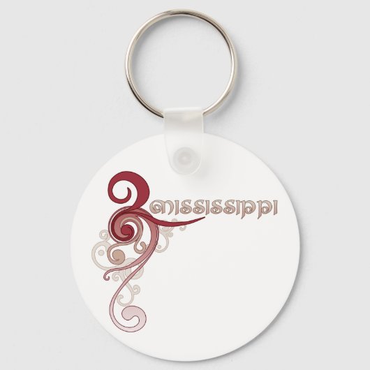 Pink Curly Swirl Mississippi Sleutelhanger (Voorkant)