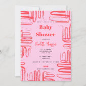 Pink Curve Wavy Squiggle Abstract Baby Shower Kaart (Voorkant)