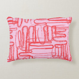 Pink Curve Wavy Squiggle Abstract Modern Accent Kussen