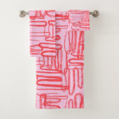 Pink Curve Wavy Squiggle Abstract Modern Bad Handdoek (Insitu)