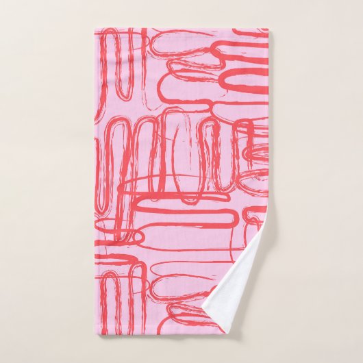 Pink Curve Wavy Squiggle Abstract Modern Bad Handdoek (Handdoek)