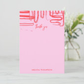 Pink Curve Wavy Squiggle Abstract Modern Bedankkaart (Staand voorkant)