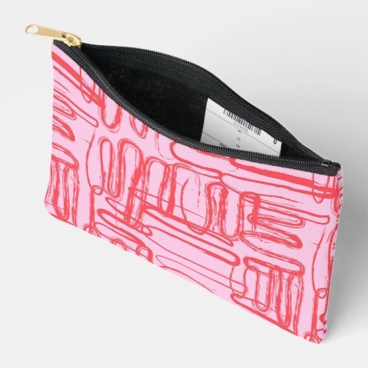 Pink Curve Wavy Squiggle Abstract Modern Etui (Open)
