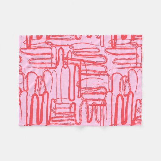 Pink Curve Wavy Squiggle Abstract Modern Fleece Deken (Voorkant (Horizontaal))