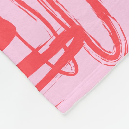 Pink Curve Wavy Squiggle Abstract Modern Fleece Deken (Hoek)