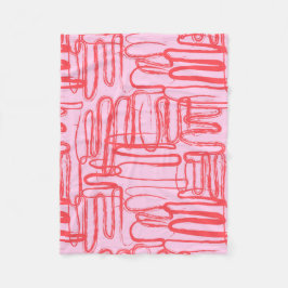 Pink Curve Wavy Squiggle Abstract Modern Fleece Deken