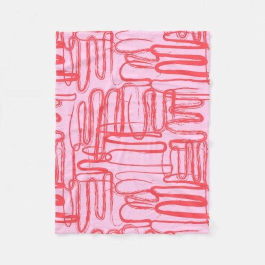 Pink Curve Wavy Squiggle Abstract Modern Fleece Deken (Voorkant)