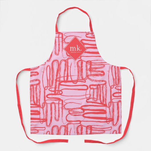 Pink Curve Wavy Squiggle Abstract Modern Girl Schort (Voorkant)