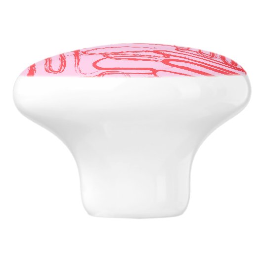 Pink Curve Wavy Squiggle Abstract Modern Keramische Knop (Zijkant)