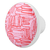 Pink Curve Wavy Squiggle Abstract Modern Keramische Knop (Rechts)