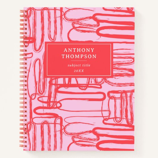 Pink Curve Wavy Squiggle Abstract Modern Notitieboek (Voorkant)
