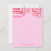 Pink Curve Wavy Squiggle Abstract Modern Notitiekaartje (Voorkant)