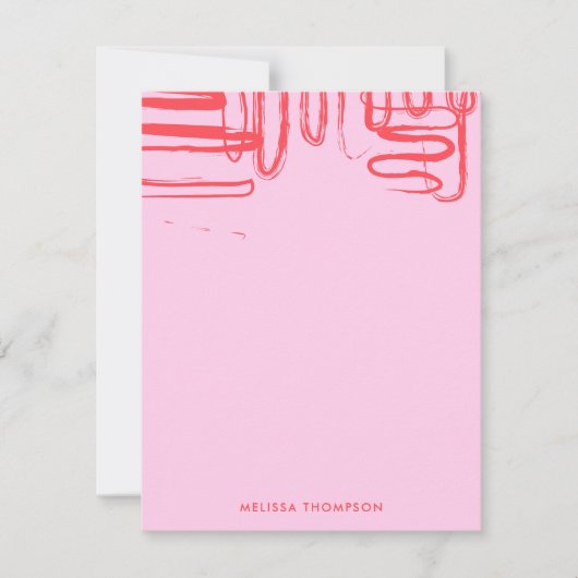 Pink Curve Wavy Squiggle Abstract Modern Notitiekaartje (Voorkant)