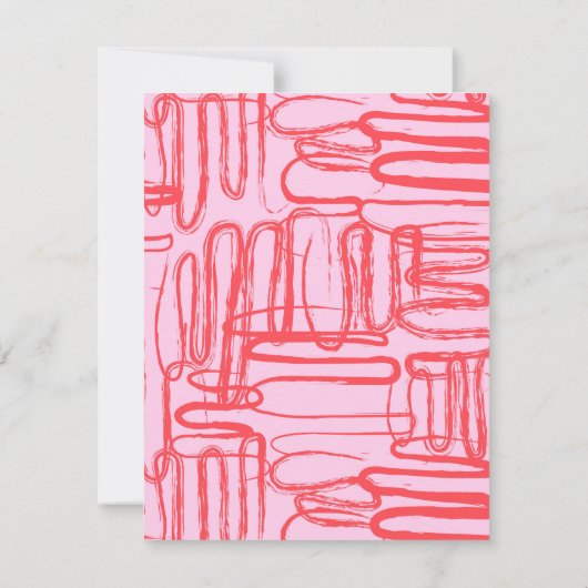 Pink Curve Wavy Squiggle Abstract Modern Notitiekaartje (Achterkant)