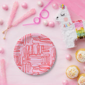 Pink Curve Wavy Squiggle Abstract Modern Papieren Bordje (Feest)