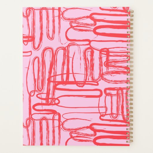 Pink Curve Wavy Squiggle Abstract Modern Planner (Achterkant)
