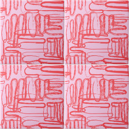 Pink Curve Wavy Squiggle Abstract Modern Tegeltje