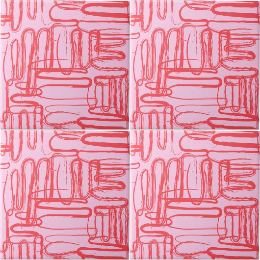Pink Curve Wavy Squiggle Abstract Modern Tegeltje