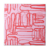 Pink Curve Wavy Squiggle Abstract Modern Tegeltje (Voorkant)