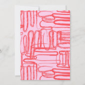Pink Curve Wavy Squiggle Abstract Verjaardagsfeest Kaart (Achterkant)