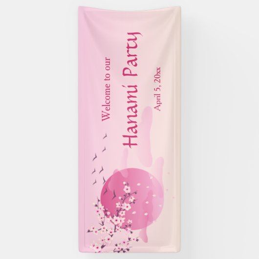 Pink Custom Cherry Blossom Festival Rising Sun Spandoek (Verticaal)