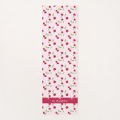 Pink Custom Cute Cherry Print Pattern Coquette Yogamat (Voorkant)