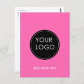 Pink Custom Logo Business Company Briefkaart (Voorkant / Achterkant)