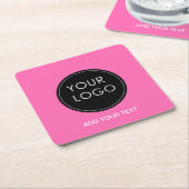 Pink Custom Logo Business Company Kartonnen Onderzetters (Schuin)