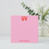 Pink Custom Monogram Stationery Kaart (Staand voorkant)
