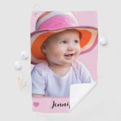Pink Custom Name and Photo Personalized Golfhanddoek (Insitu)