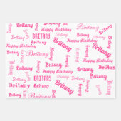 PINK Custom NAME Happy Birthday Girl's Gift 3 Inpakpapier Vel (Voorkant 3)