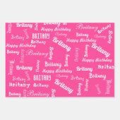 PINK Custom NAME Happy Birthday Girl's Gift 3 Inpakpapier Vel (Voorkant 2)